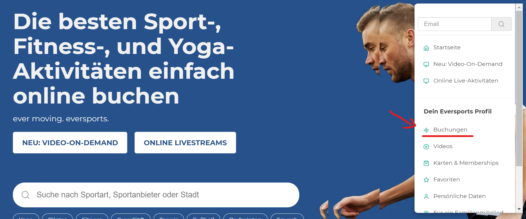 Leitfaden für deine Kundinnen Finde dein Studio auf Eversports!